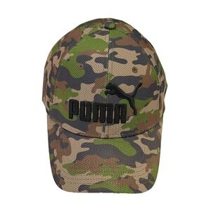 Puma Evercat Luke Stretch Fit Cap Camouflage Hat Embroidered Logo Green Brown